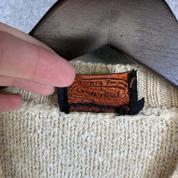 Claudine Sweater Womens Size M Beige Wool Blend Chunky Cable Knit Cardigan - Picture 7 of 14